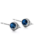 Bijoux vintage Des boucles d'oreilles Saphir Argent sterling 925 vec117s